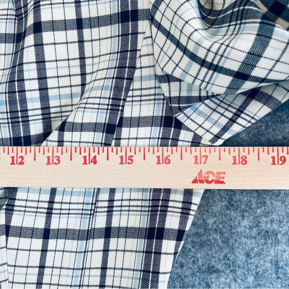 LEWIT Plaid Wool / Mohair Peplum Blazer Lined Blue White Size Small - Picture 12 of 12